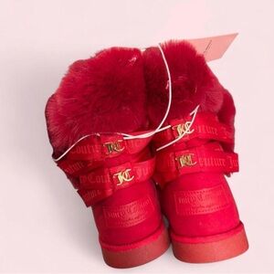 Juicy Couture Vibrant Red Boots with Fur